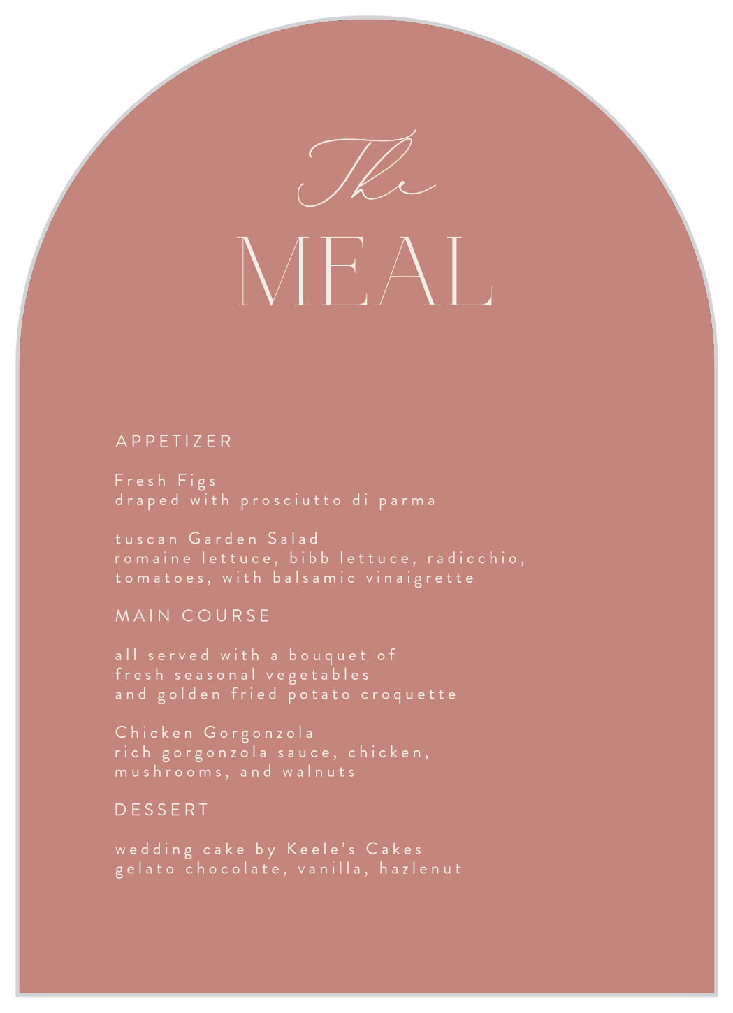 Warm Glow Wedding Arch Menus