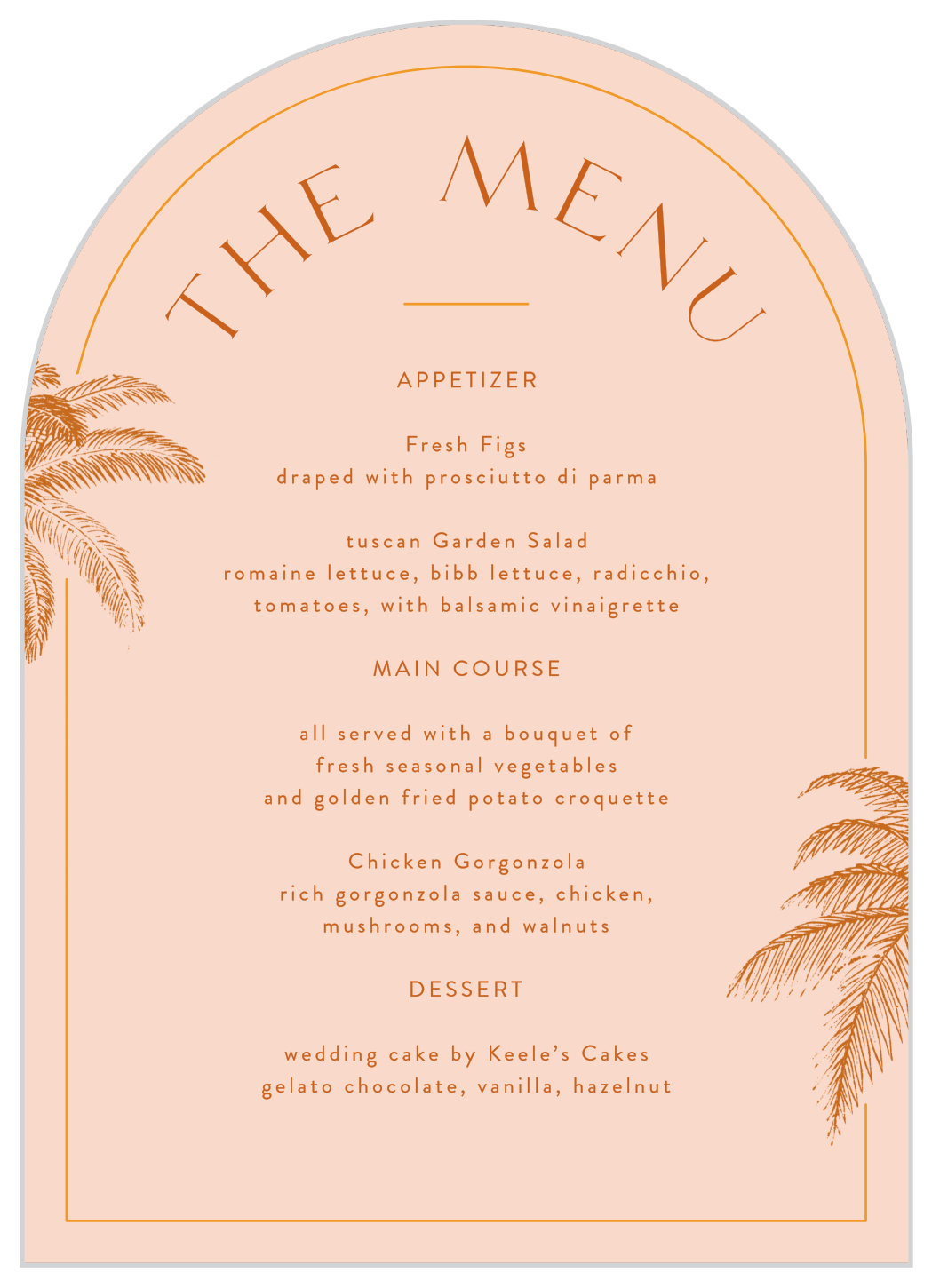 Pretty Palms Wedding Arch Menus