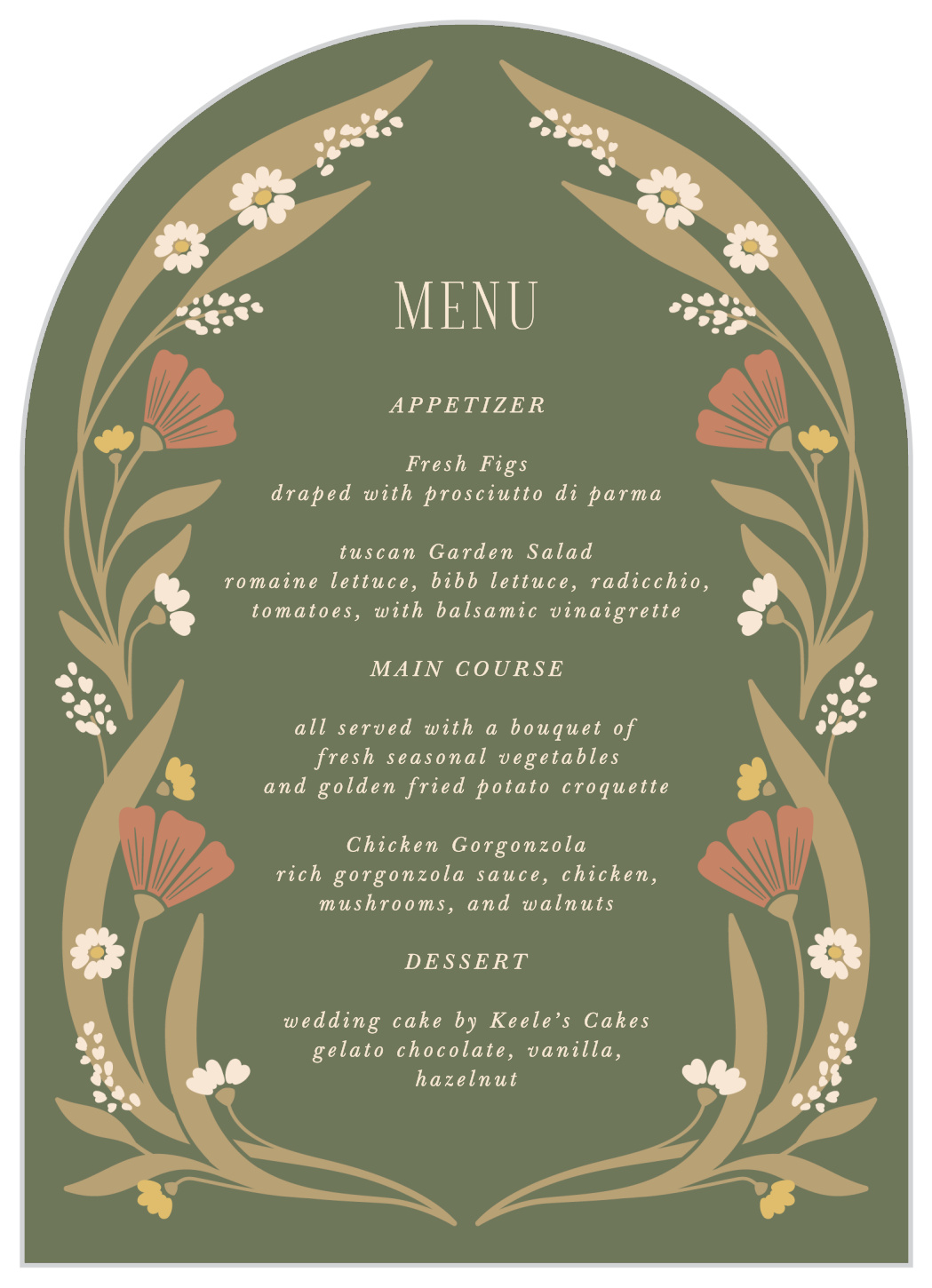 Art Nouveau Wedding Arch Menus