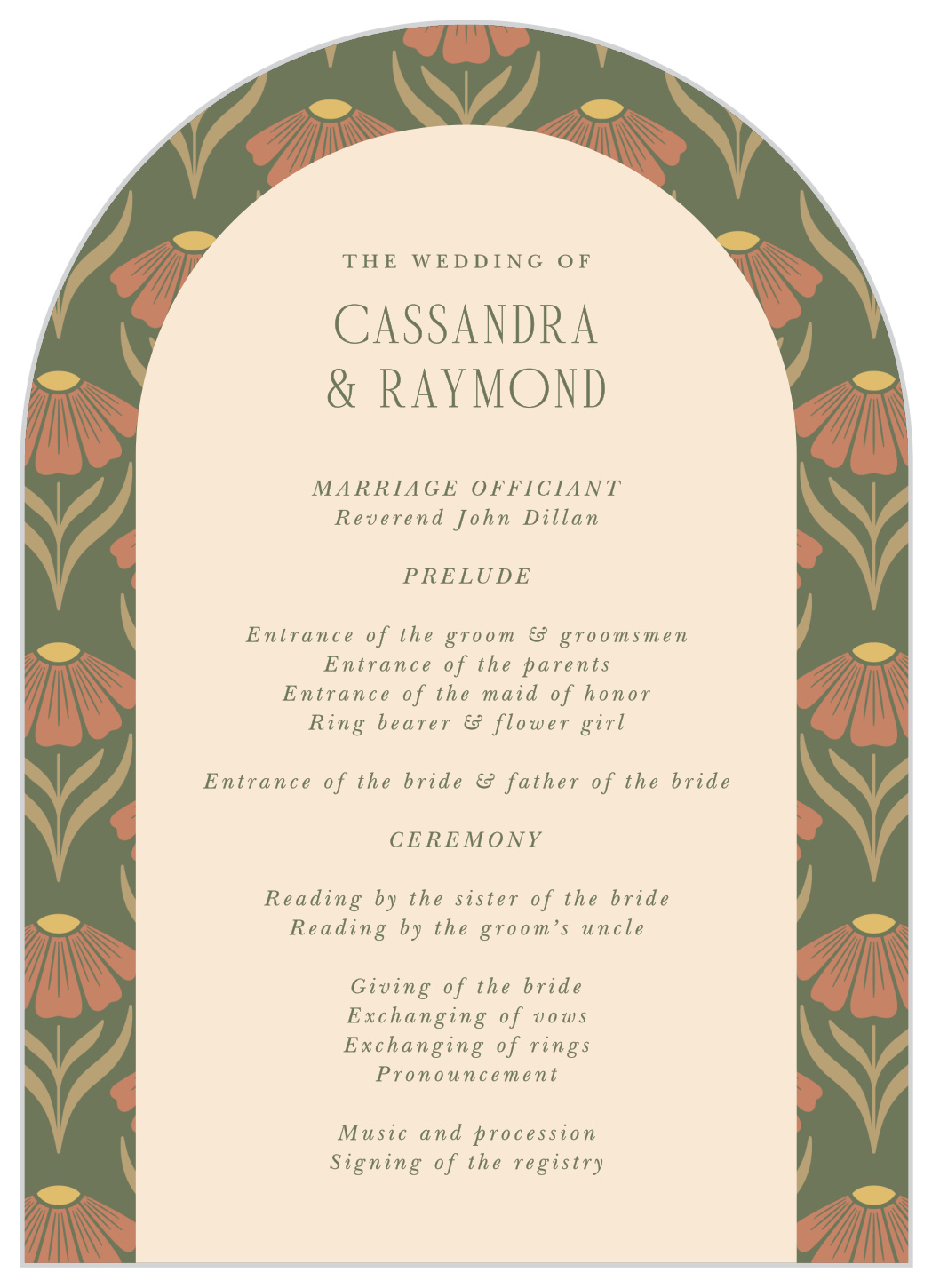 Art Nouveau Wedding Arch Programs