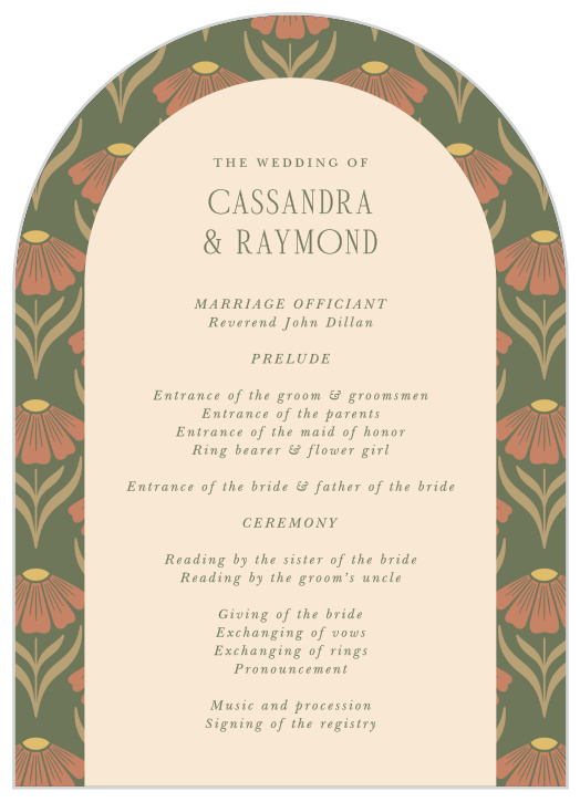 Walk family and friends through every step of your ceremony with our Art Nouveau Wedding Arch Programs.