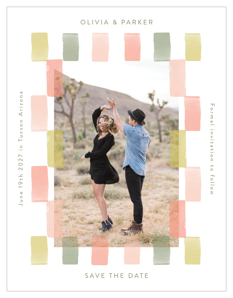 Painted Tile Wedding Arch Save the Date Cards