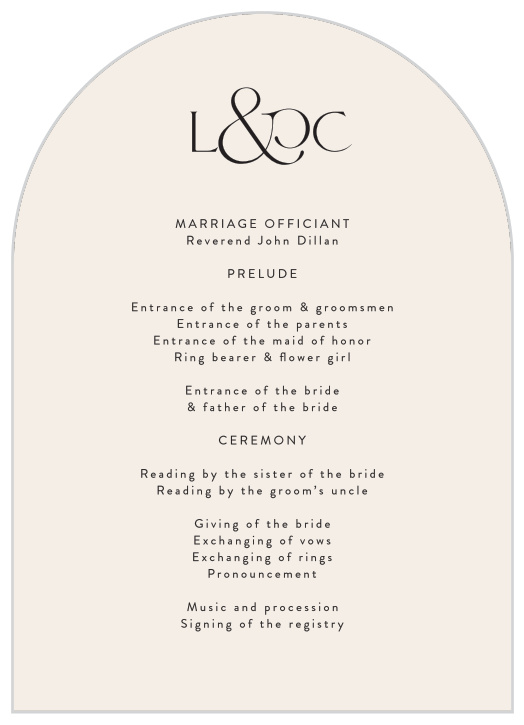 Be sure that everything goes smoothly with our Ever & Ever Wedding Arch Programs. 