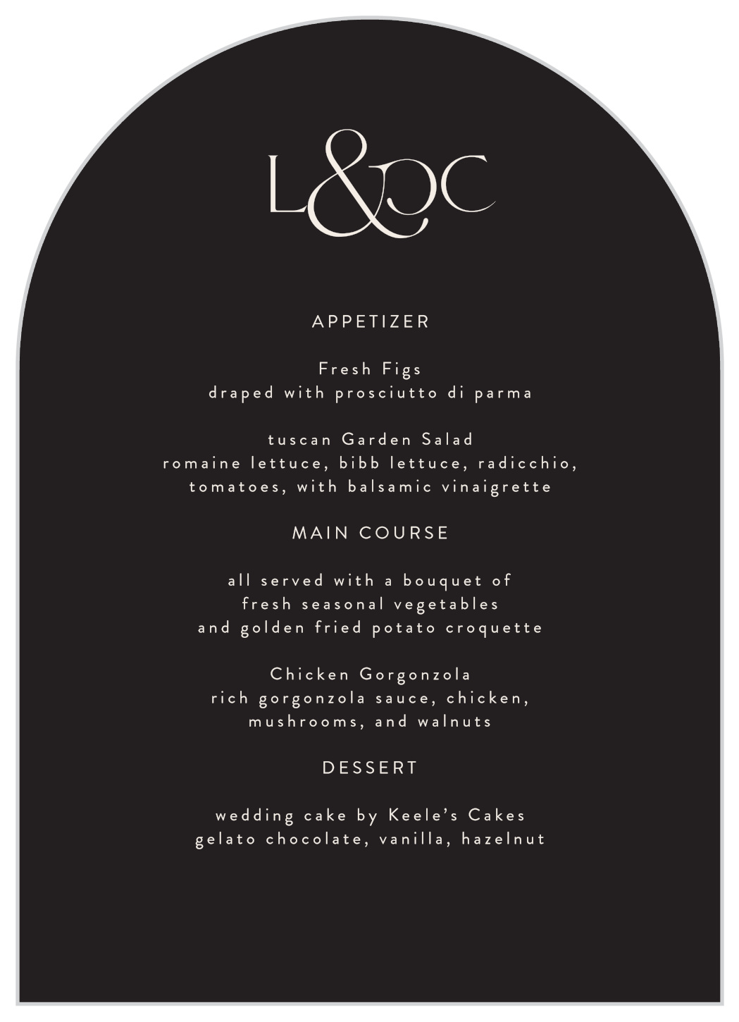 Ever & Ever Wedding Arch Menus