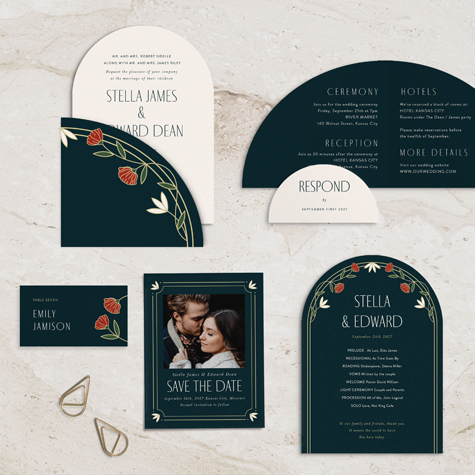 Deco Poppies Wedding Arch Invitations