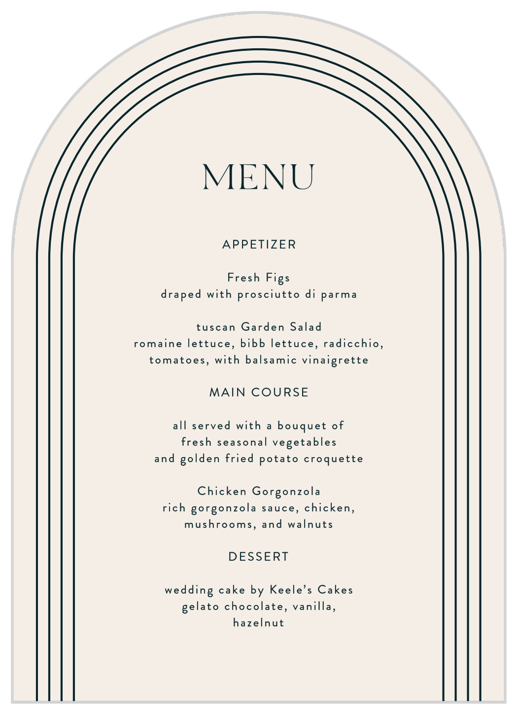 Modern Arches Wedding Arch Menus