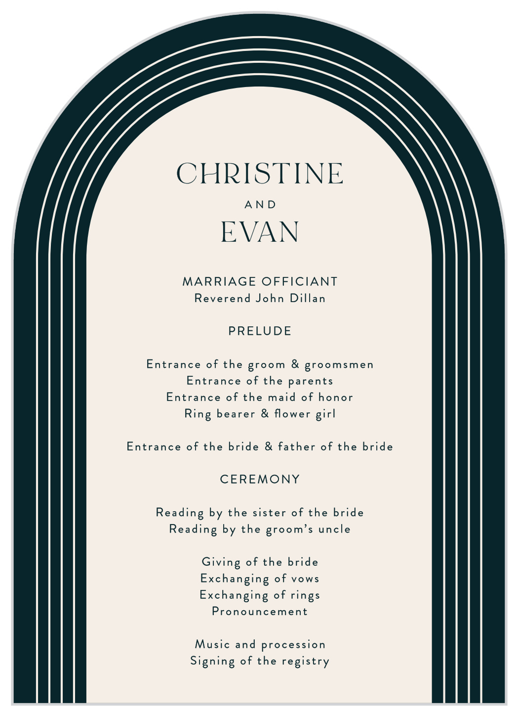 Modern Arches Wedding Arch Programs