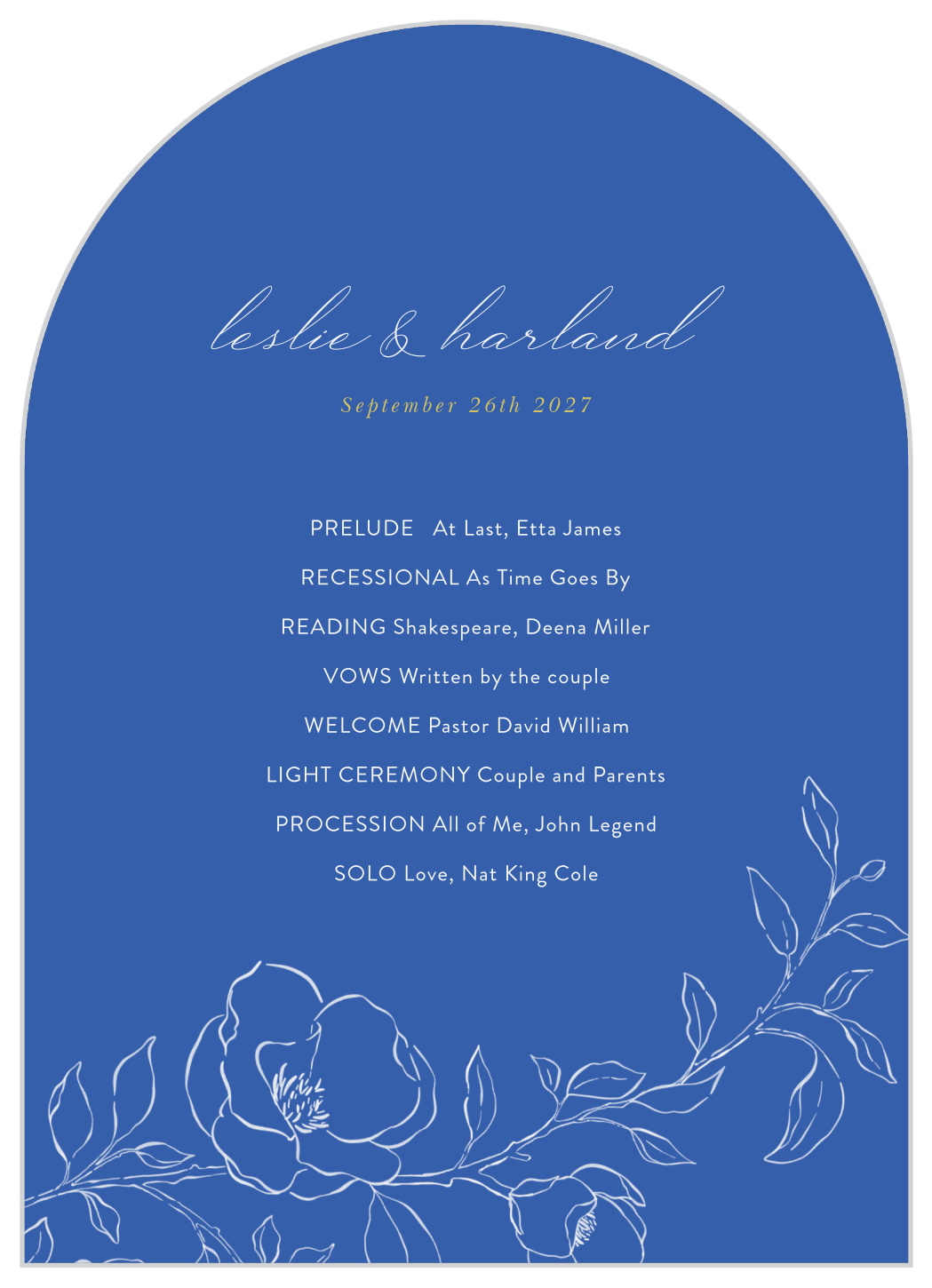 Summer Magnolias Wedding Arch Programs