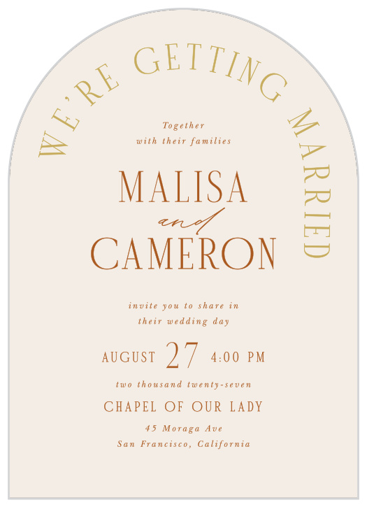 Surround yourself with close friends and family on your special day when you send out our Type Arch Wedding Arch Invitations.