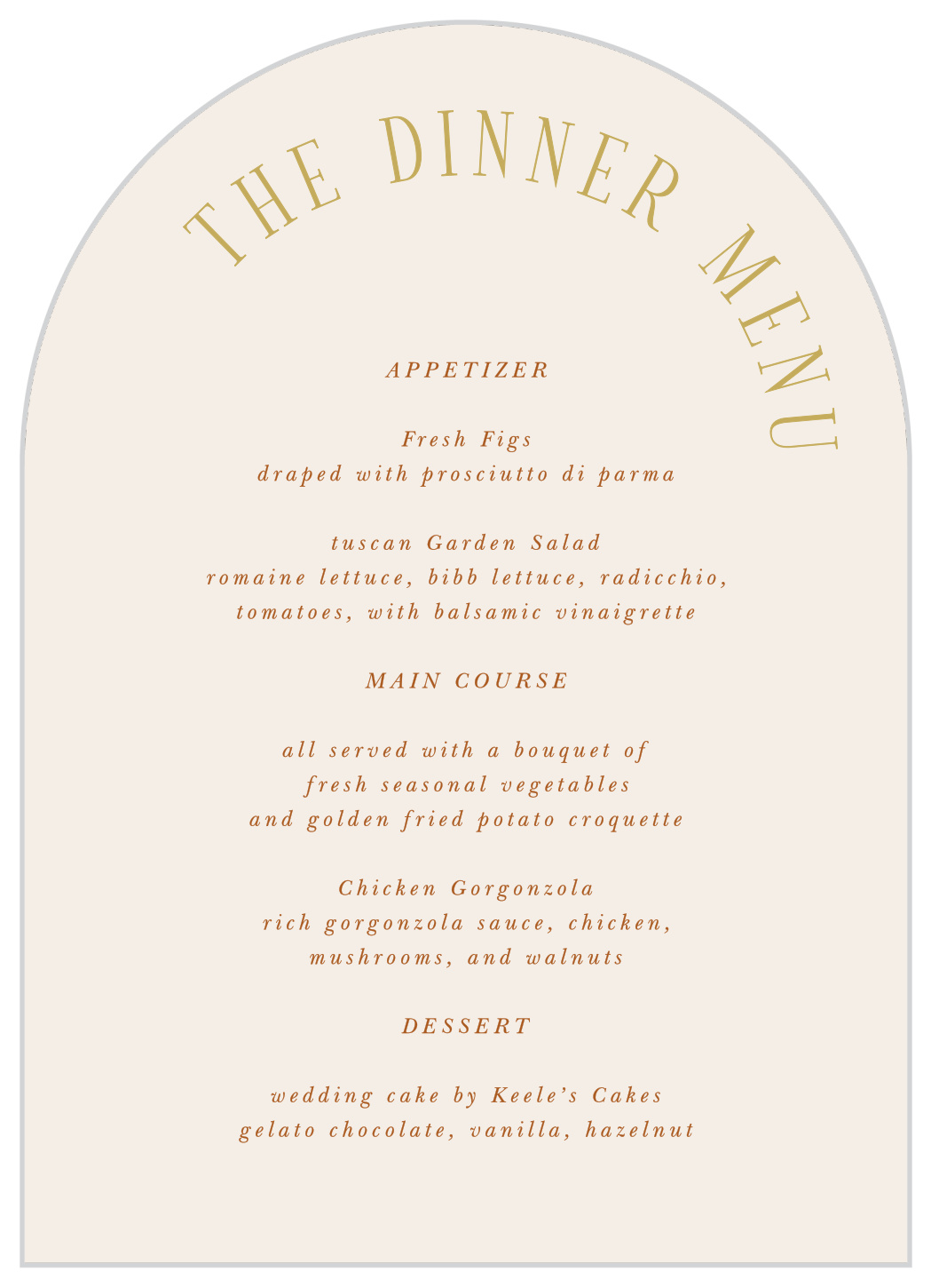 Type Arch Wedding Arch Menus