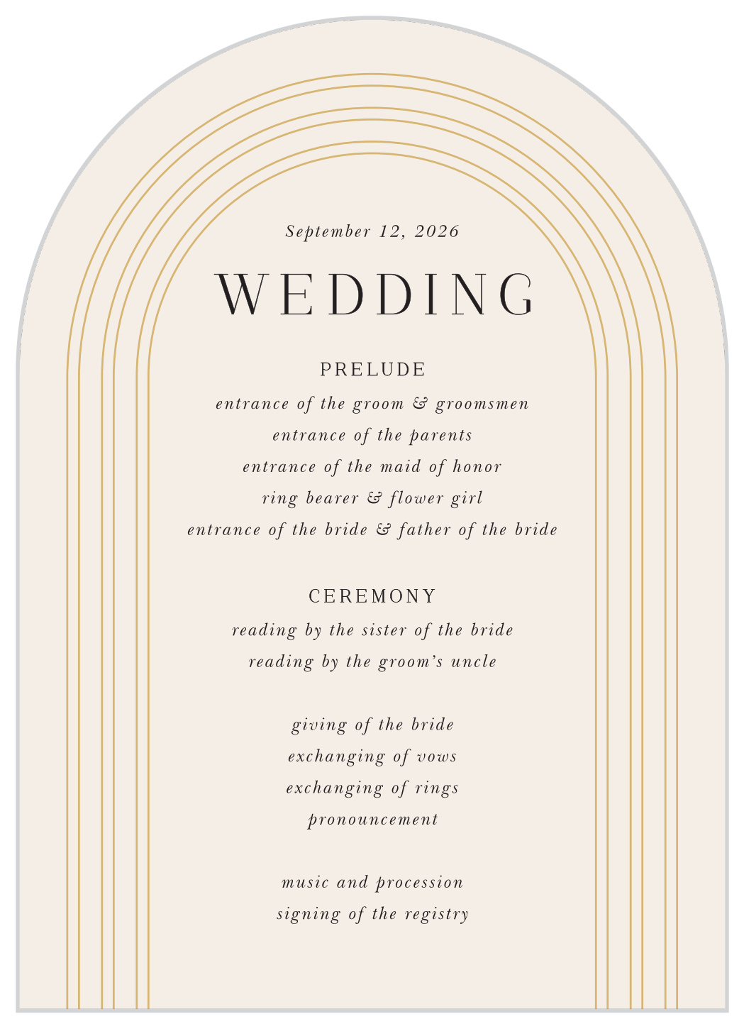 Love Arch Wedding Arch Programs