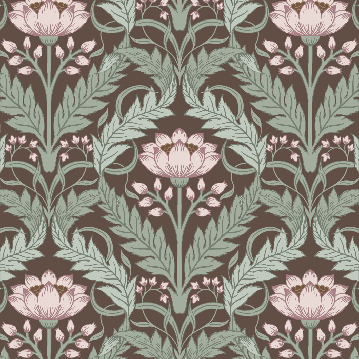 Add an intricate, eye-catching accent wall anywhere in your home with our Art Nouveau Foliage Peel and Stick Wallpaper. 