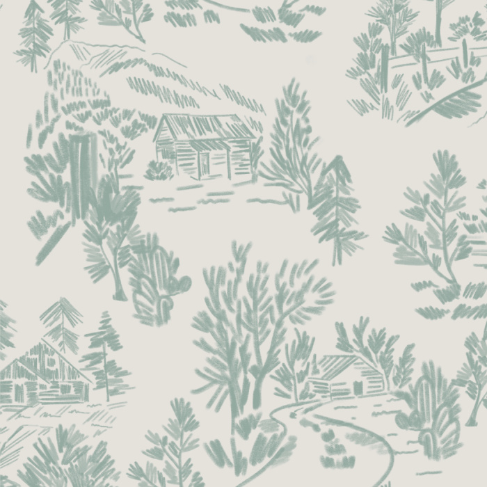 Give your home the vibe you've always wanted with our Cabin in the Woods Toile Peel and Stick Removable Wallpaper.