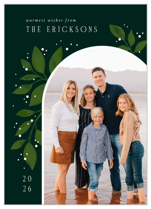 Share your seasonal greeting with your close friends and family this year with our Watercolor Leaves Holiday Cards.
