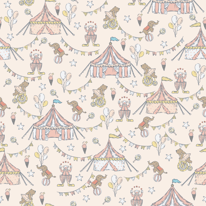 Transform your child's room into a wonderland when you use our Circus Fun Peel And Stick Removable Wallpaper.