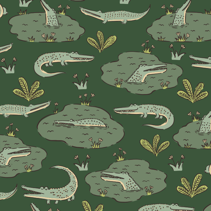 Our Crocodile Swamp Peel And Stick Removable Wallpaper adds a tropical touch to any wall in your home.