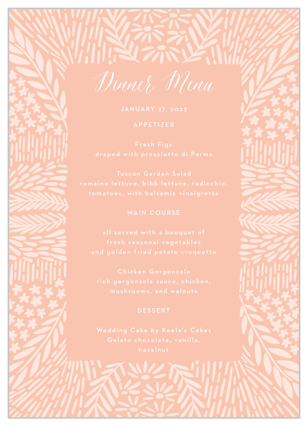 Floral Wreath Wedding Menus