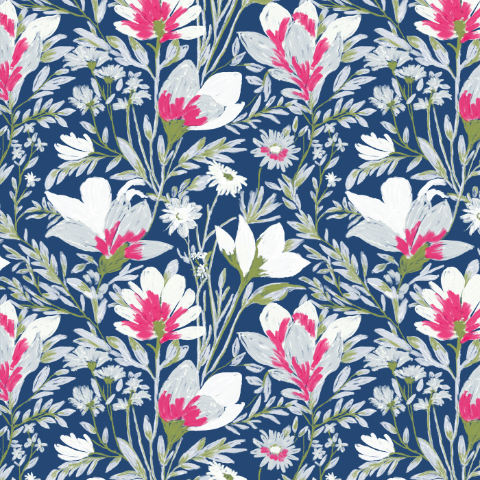 Bring new life to your interior with our Cobalt Bloom Peel and Stick Removable Wallpaper.