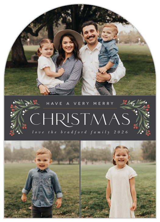 Share all your favorite memories this year with our Merry Collage Arched Christmas Cards.