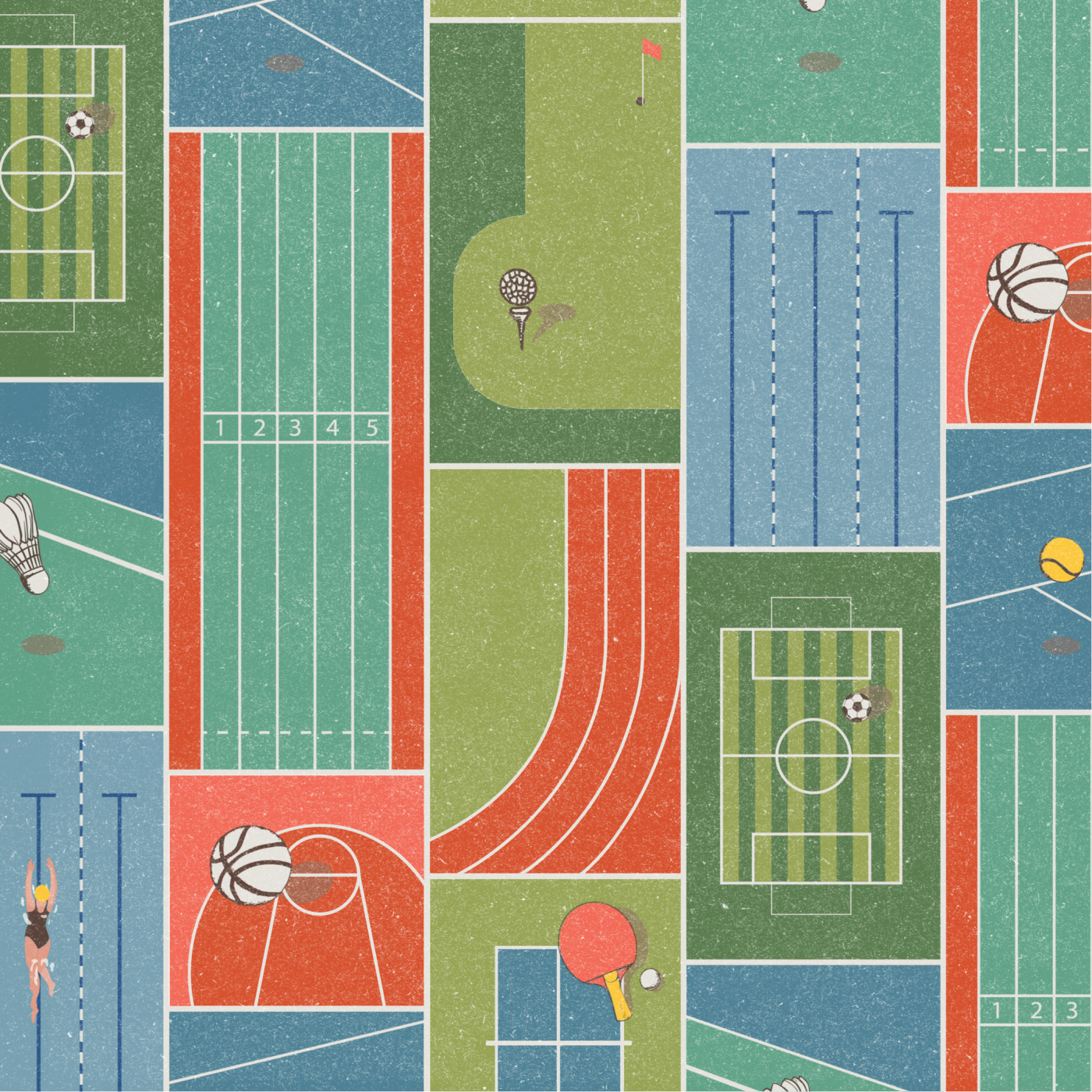 Retro Playing Fields Wallpaper