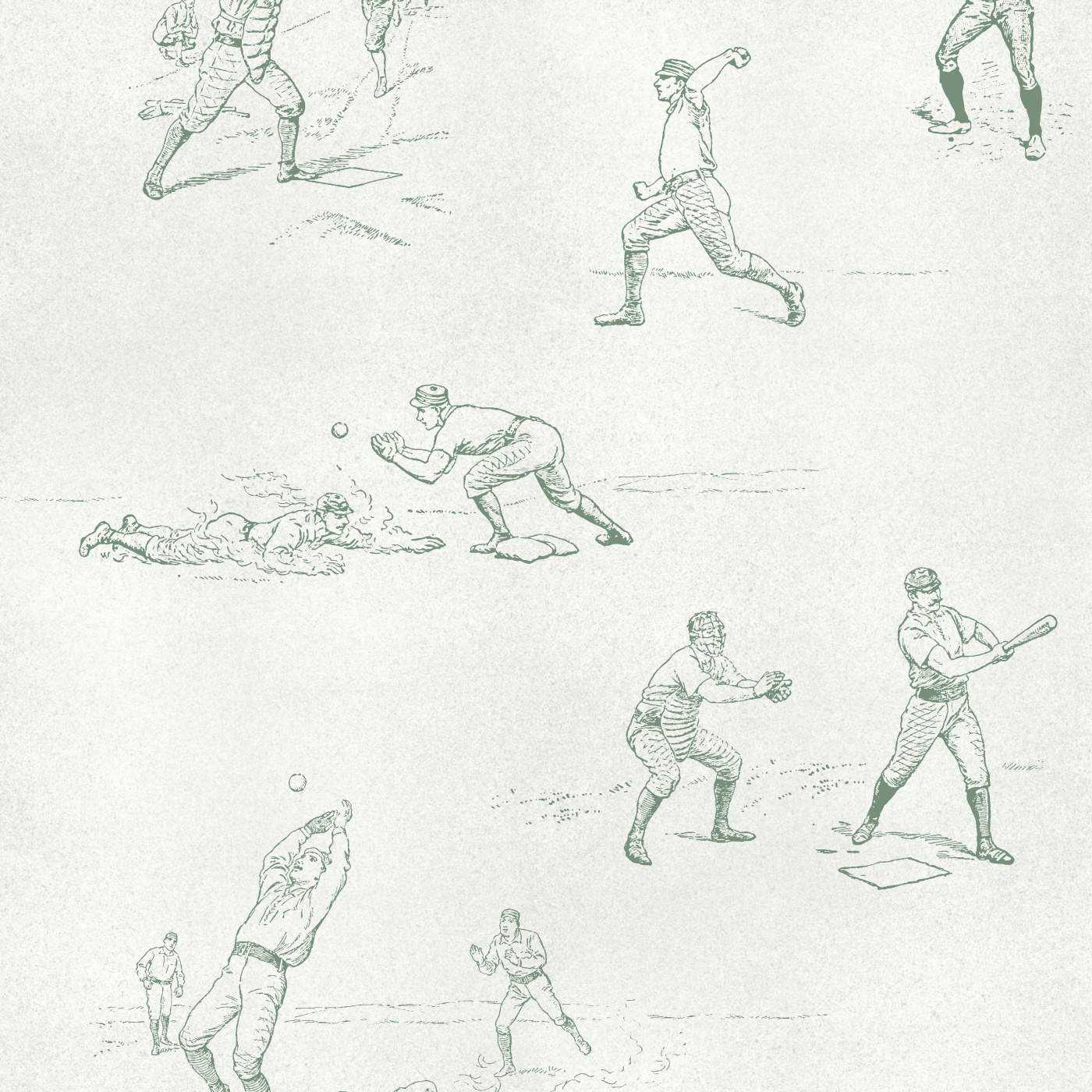 Baseball Toile Wallpaper