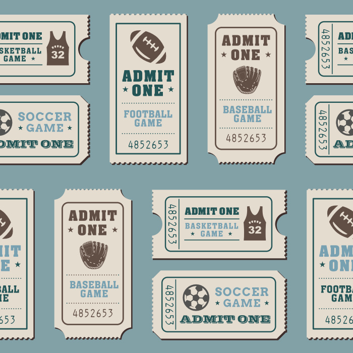 Bring the excitement of the playoffs to your walls with our Sports Tickets Peel And Stick Removable Wallpaper.