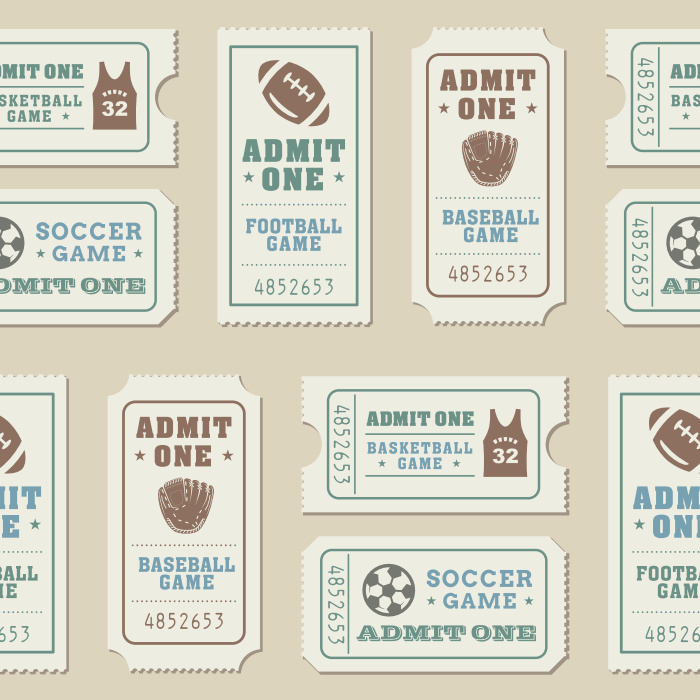 Bring the excitement of the playoffs to your walls with our Sports Tickets Peel And Stick Removable Wallpaper.