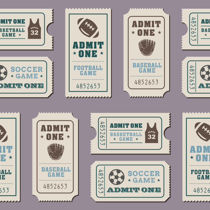 Bring the excitement of the playoffs to your walls with our Sports Tickets Peel And Stick Removable Wallpaper.