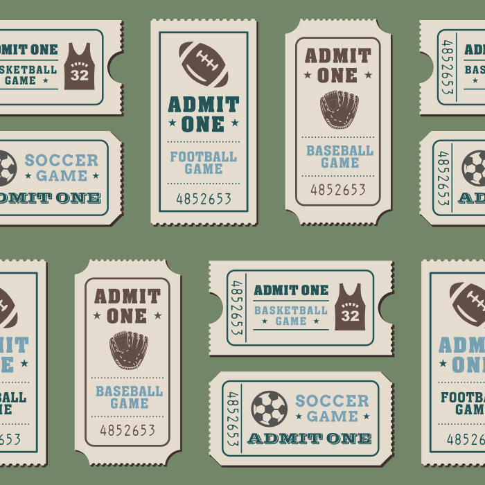 Bring the excitement of the playoffs to your walls with our Sports Tickets Peel And Stick Removable Wallpaper.