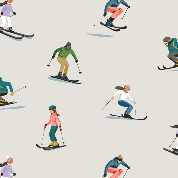 Bring the slopes home with our Mountain Skiers Peel and Stick Removable Wallpaper.