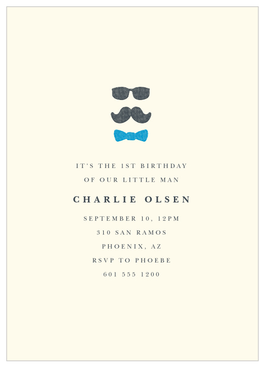 Announce your little one's big day with the Our Little Man First Birthday Invitations.
