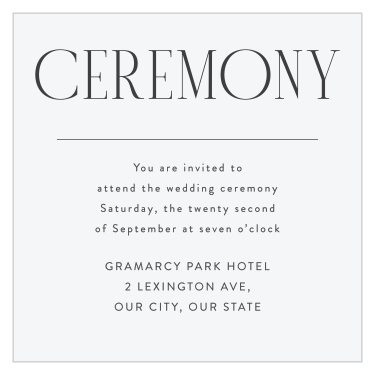 Minimal Typography Ceremony Cards