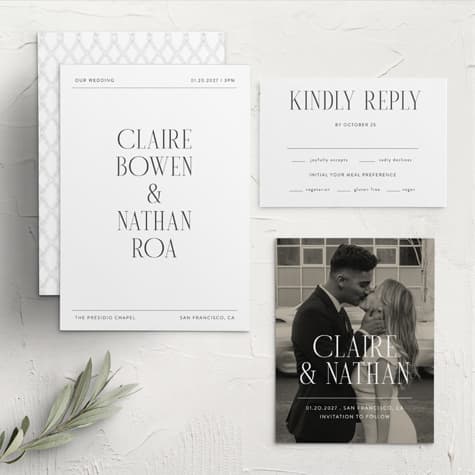 Minimal Typography Wedding Invitations