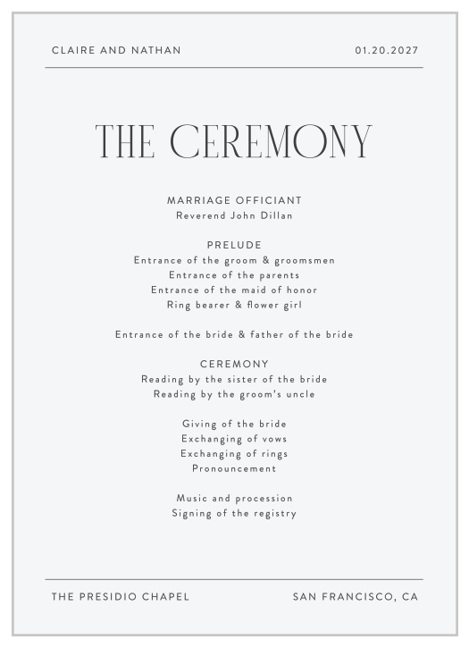 Minimal Typography Wedding Programs
