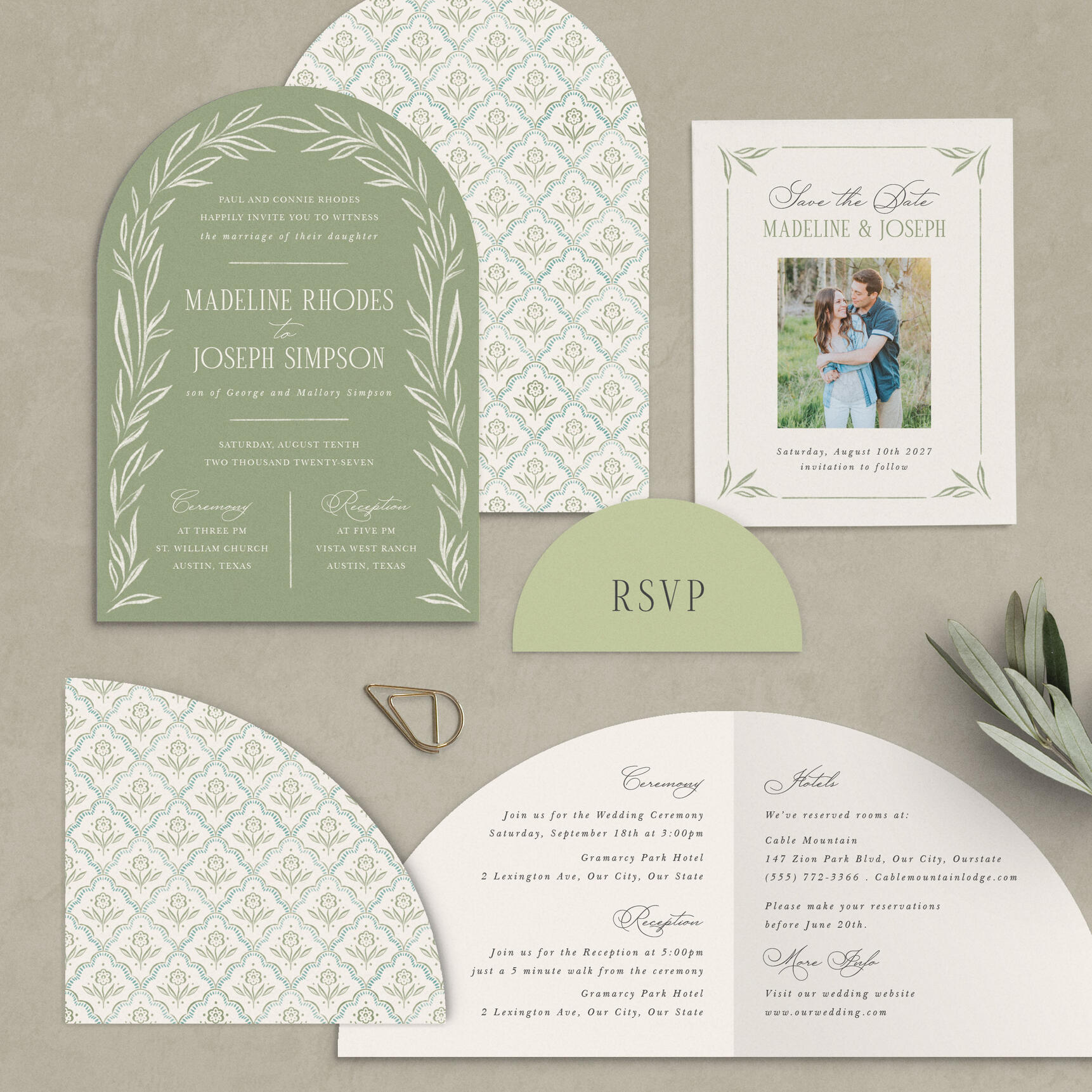 Charming Foliage Wedding Arch Invitations