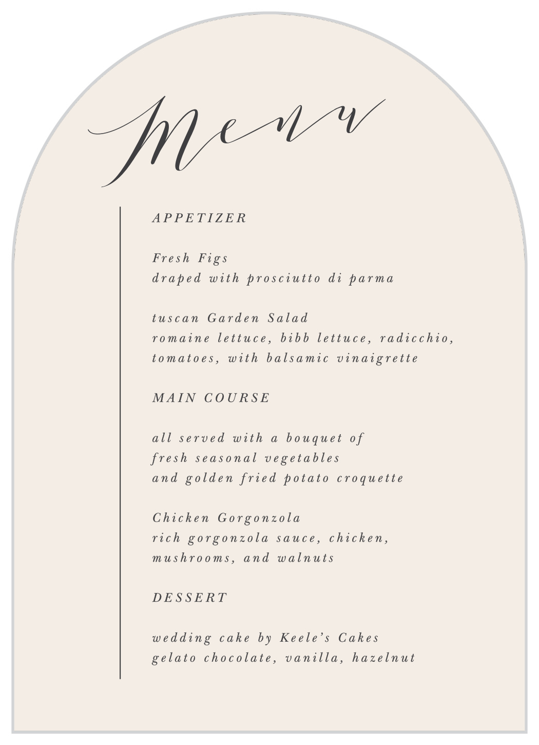 Handwritten Love Wedding Arch Menus