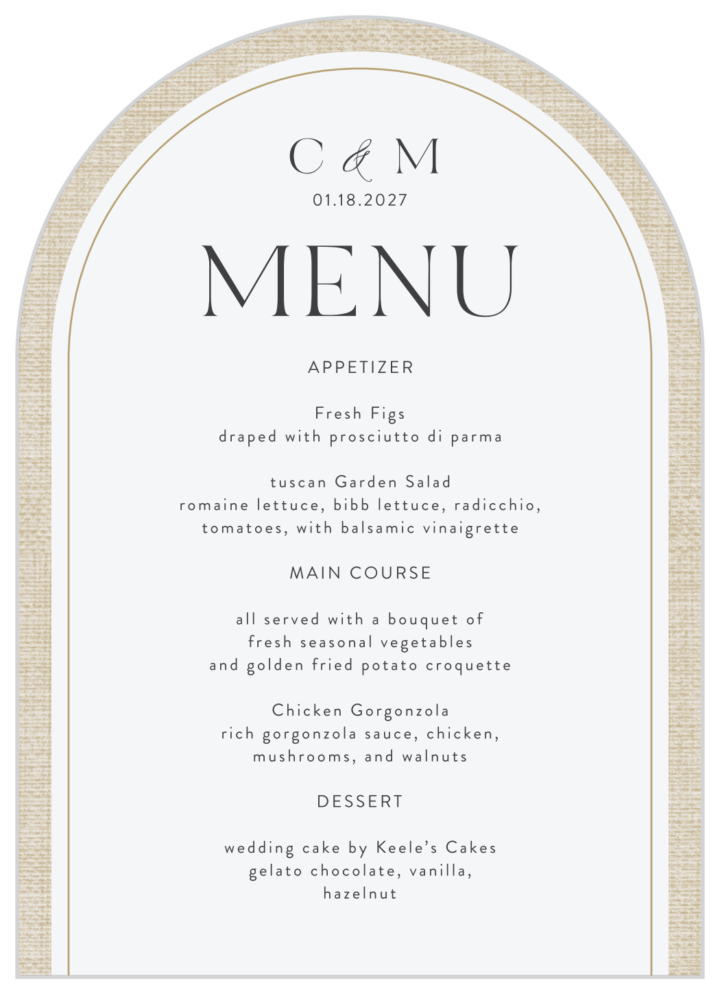 Timeless Elegance Wedding Arch Menus