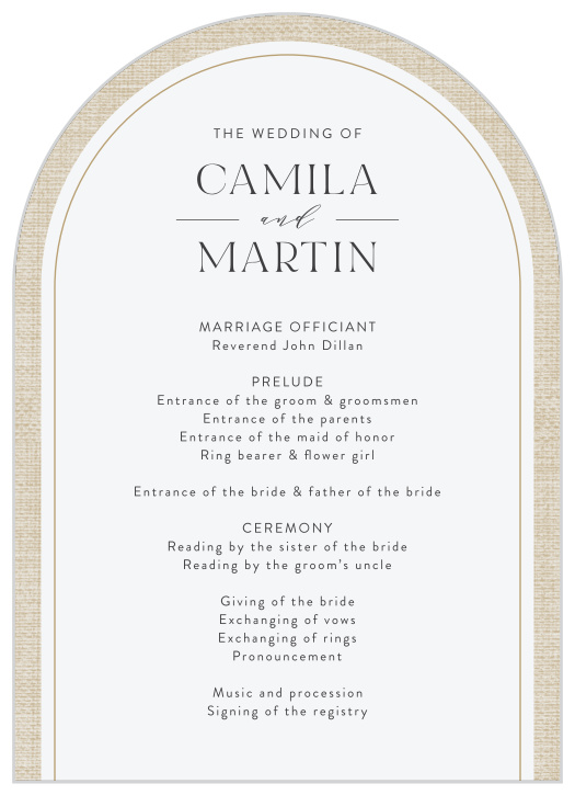Our Timeless Elegance Wedding Arch Programs spell out every step of your ceremony to family and friends. 