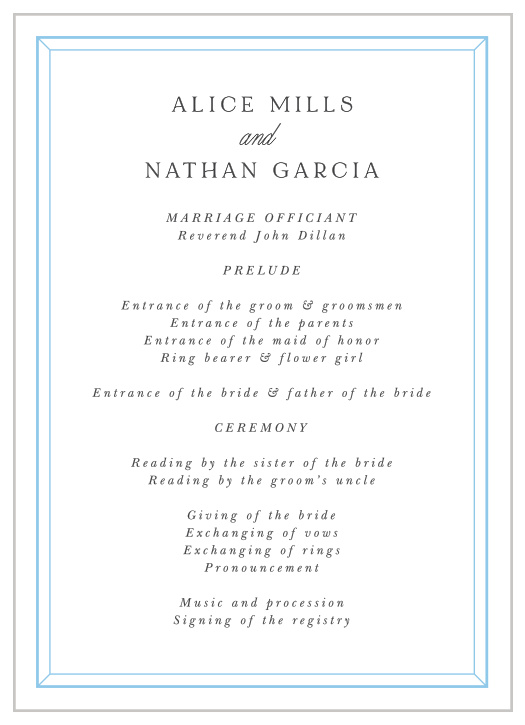 Soft Bevel Wedding Programs