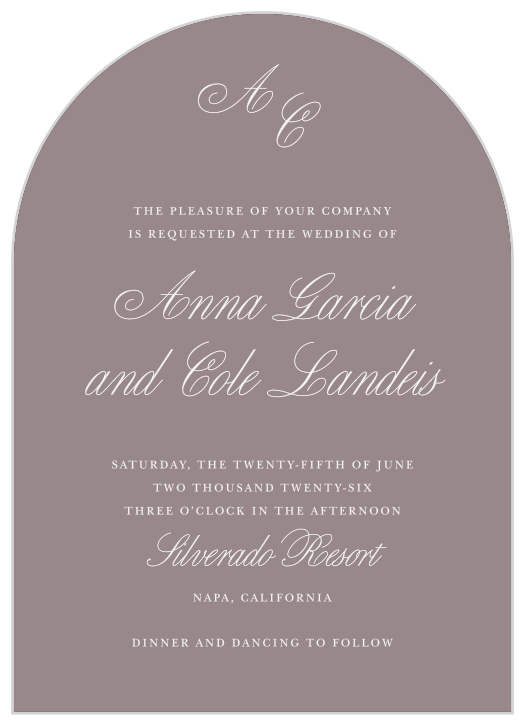 Surround yourself with family and friends on your special day with our Scripty Monogram Wedding Arch Invitations. 