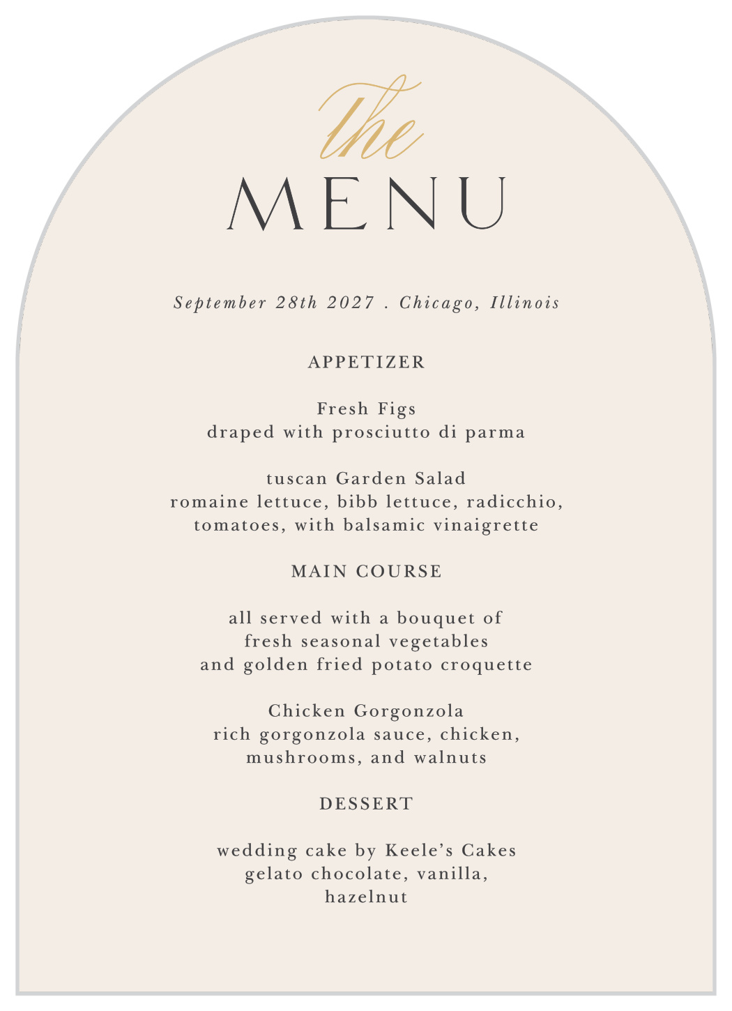 Modern Align Wedding Arch Menus