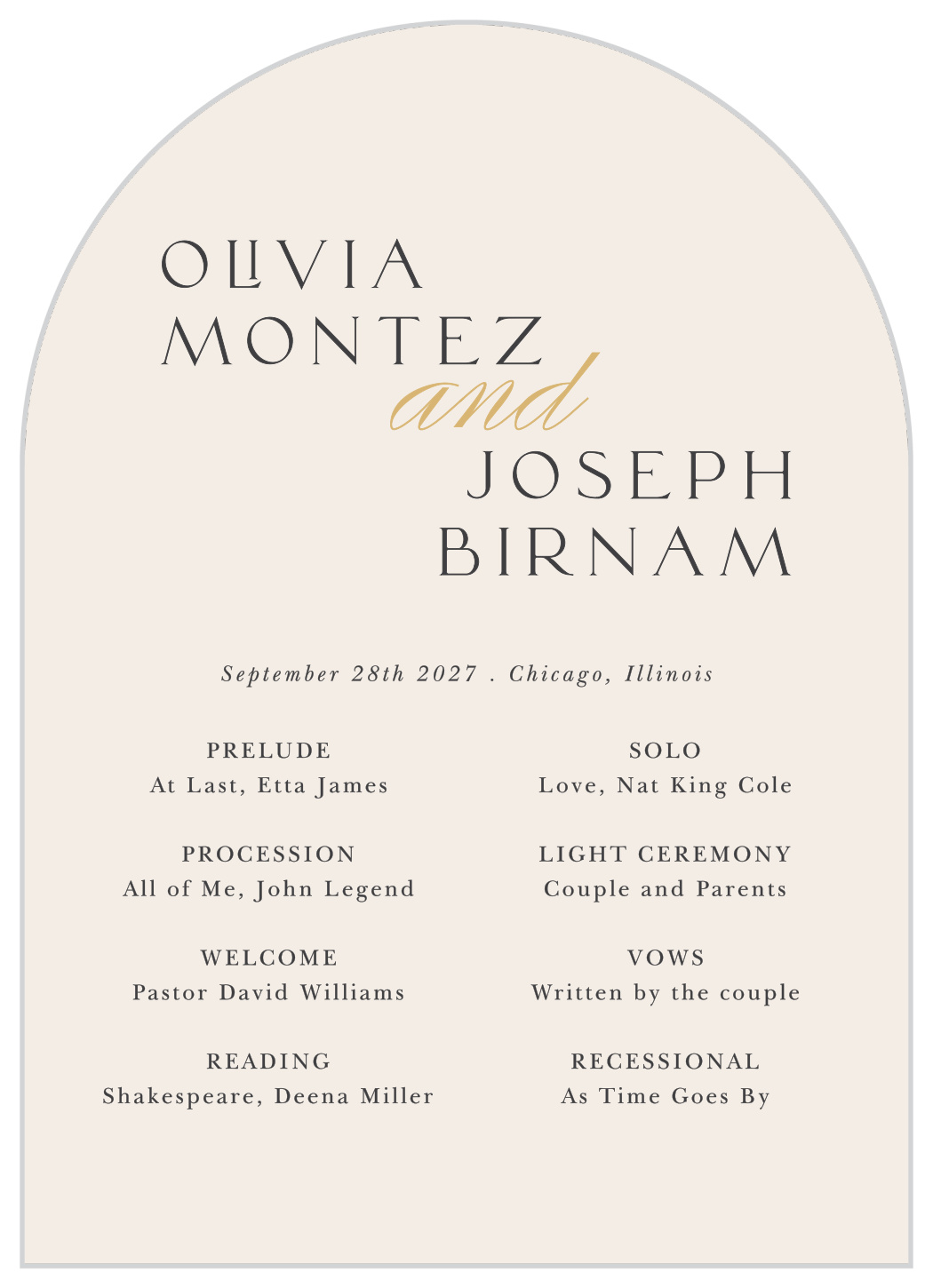 Modern Align Wedding Arch Programs