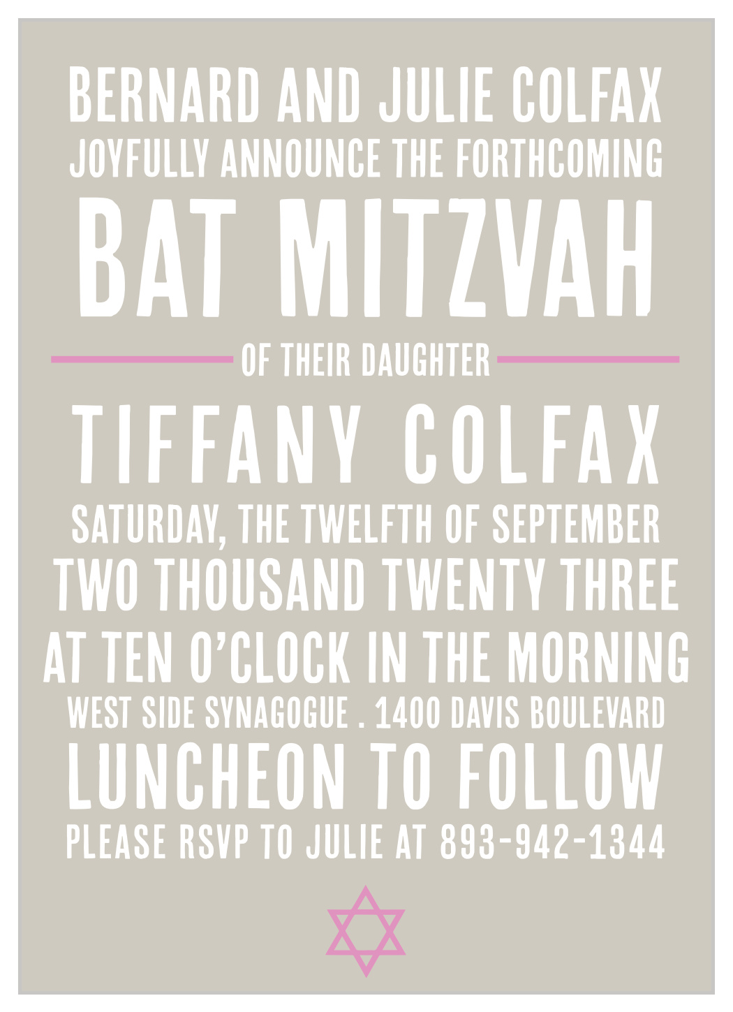 Sleek Subway Bat Mitzvah Invitations
