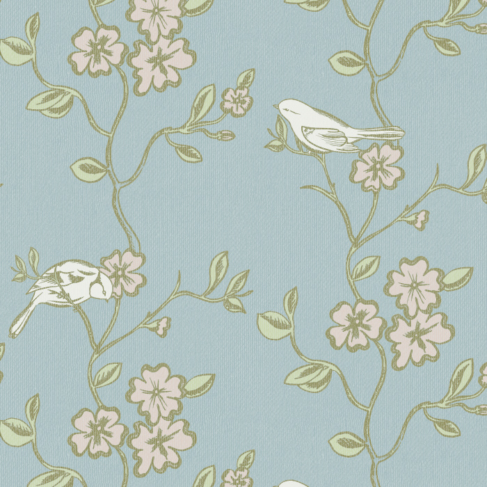 Create a delightfully charming atmosphere with our Flourish & Birds Peel and Stick Removable Wallpaper.