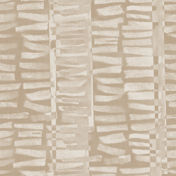 Geo Lines Wallpaper features an abstract, hand-painted linear pattern in soft taupe tones on a warm neutral base for a rhythmic modern look.