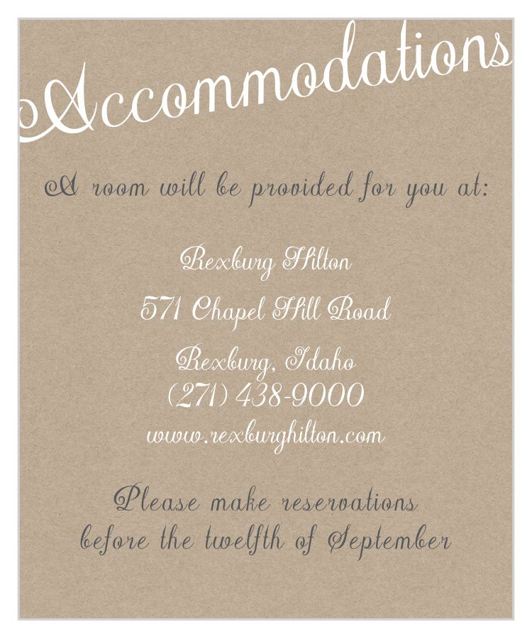 Elegant Kraft Accommodation Cards