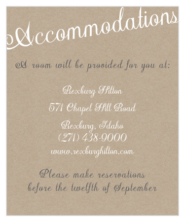 Elegant Kraft Accommodation Cards