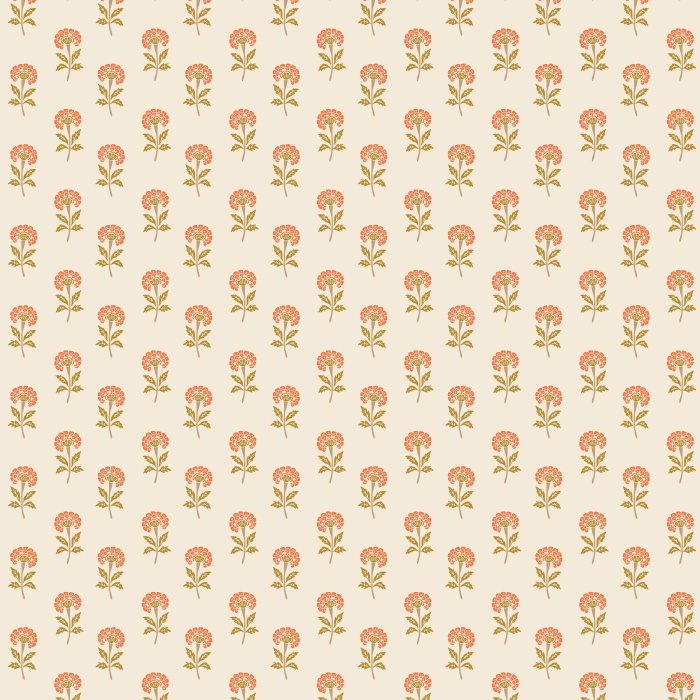 Vintage-inspired floral wallpaper with carved-style pink blooms, ideal for kids’ rooms, nurseries, and cozy cottage spaces.