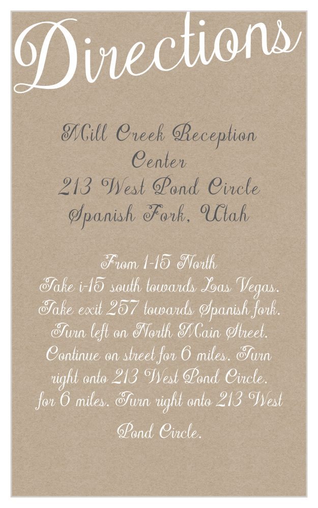 Elegant Kraft Direction Cards