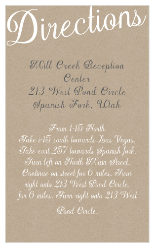 Elegant Kraft Direction Cards